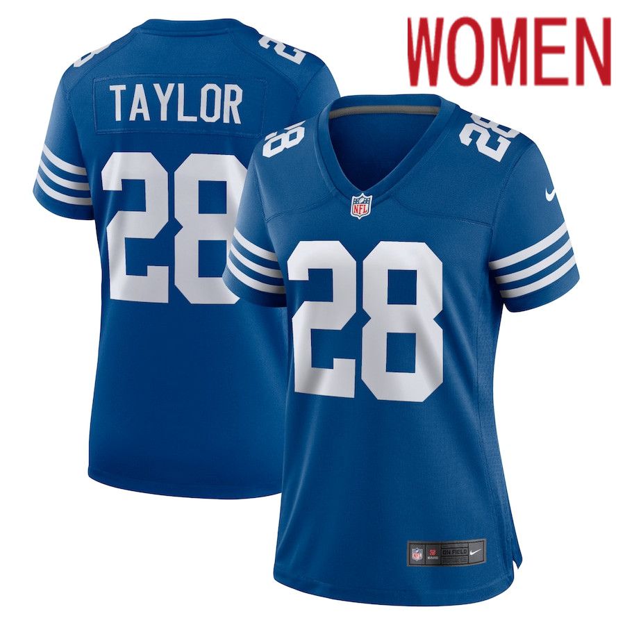 Women Indianapolis Colts 28 Jonathan Taylor Nike Royal Alternate Game NFL Jersey